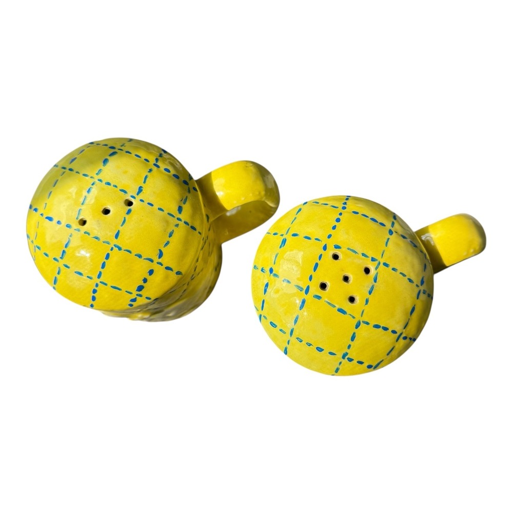 Vintage Yellow Goose Salt & Pepper Shakers Quilted Cottagecore Kitchen Decor - Picture 3 of 3